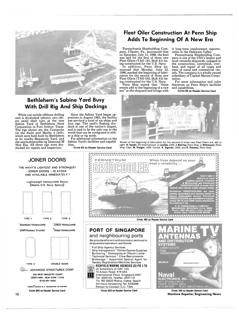 Maritime Reporter Magazine, page 10,  Aug 1986