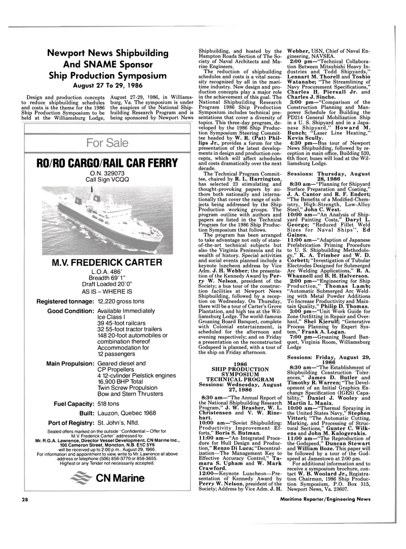 Maritime Reporter Magazine, page 26,  Aug 1986