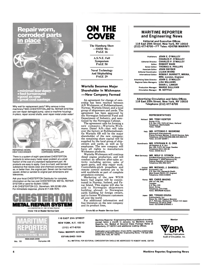Maritime Reporter Magazine, page 2,  Sep 1986