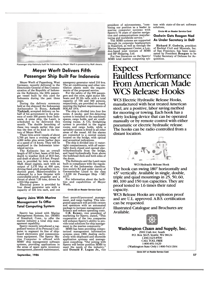 Maritime Reporter Magazine, page 55,  Sep 1986