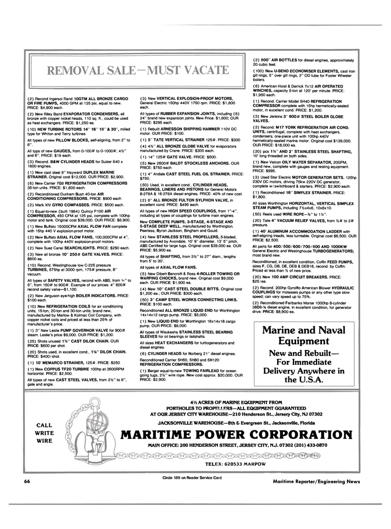 Maritime Reporter Magazine, page 64,  Sep 1986