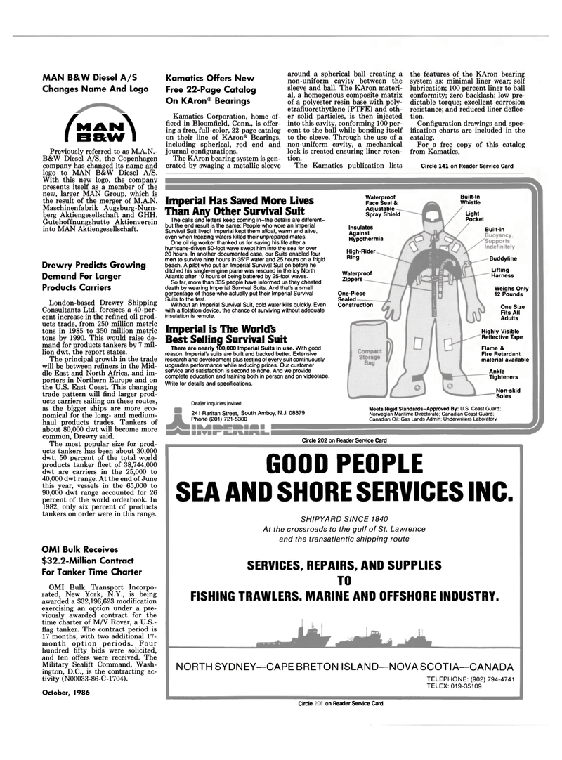 Maritime Reporter Magazine, page 33,  Oct 1986