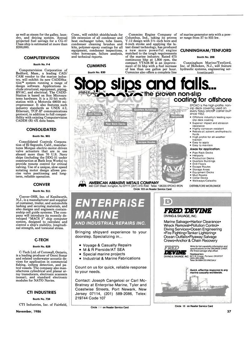 Maritime Reporter Magazine, page 33,  Nov 1986