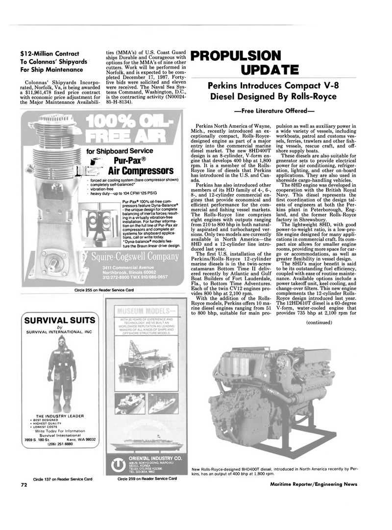 Maritime Reporter Magazine, page 68,  Nov 1986