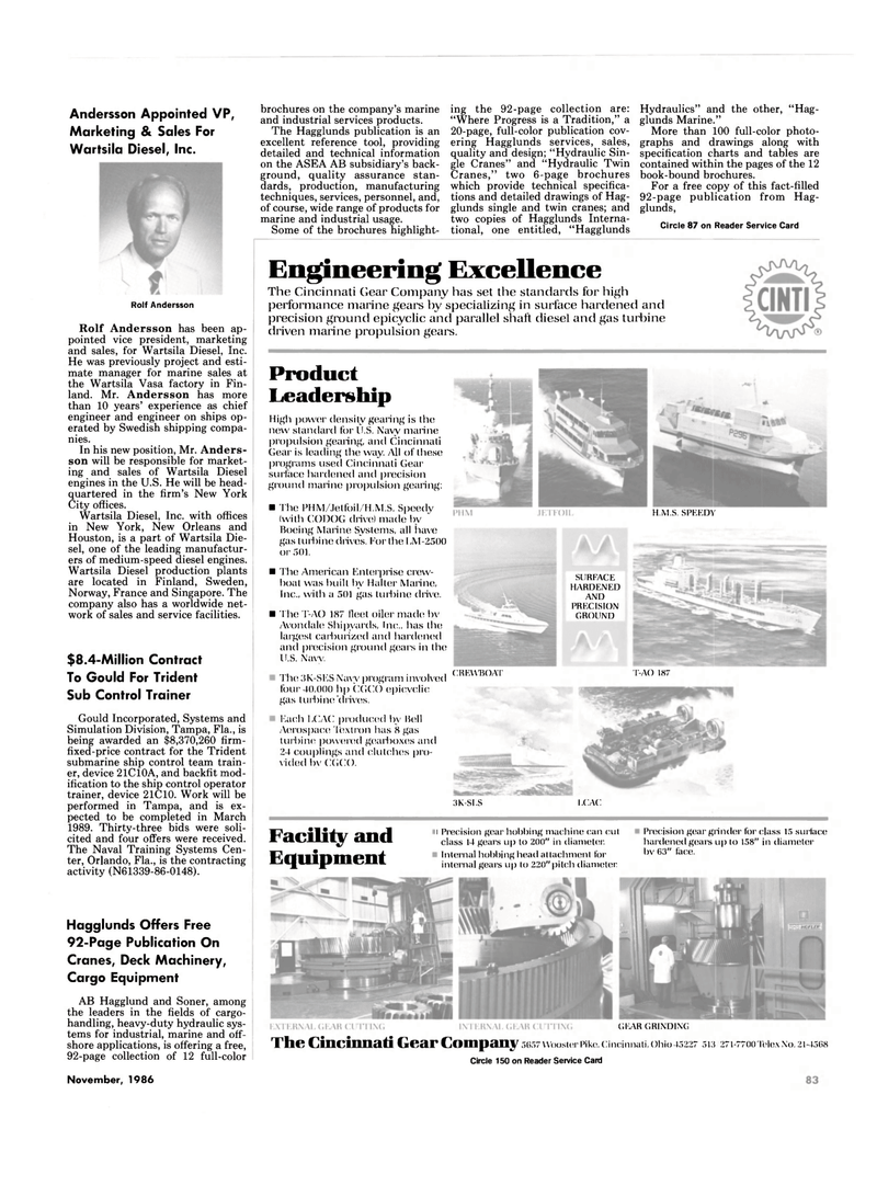 Maritime Reporter Magazine, page 79,  Nov 1986