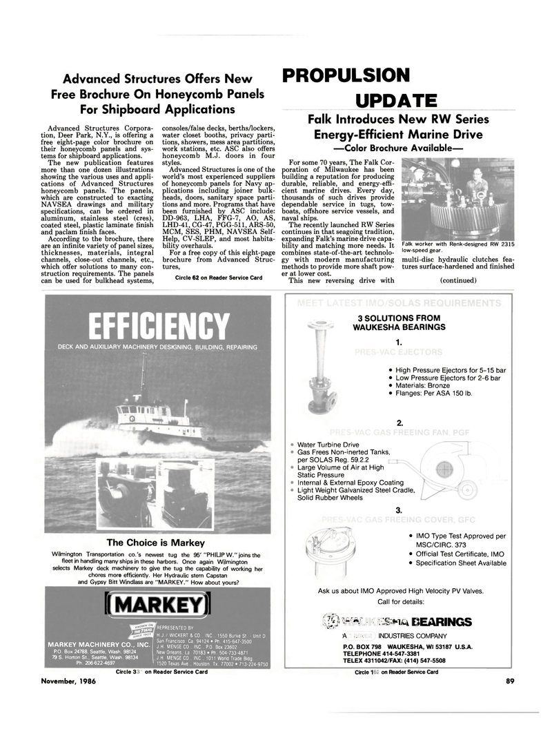 Maritime Reporter Magazine, page 85,  Nov 1986