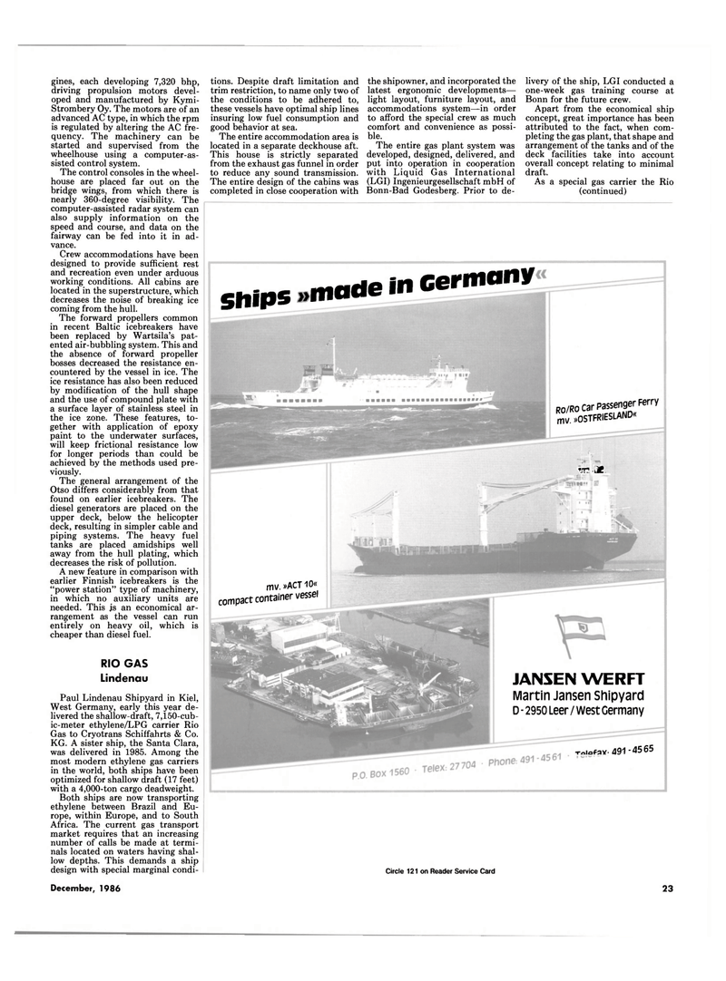 Maritime Reporter Magazine, page 21,  Dec 1986