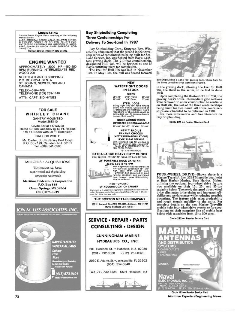 Maritime Reporter Magazine, page 70,  Dec 1986