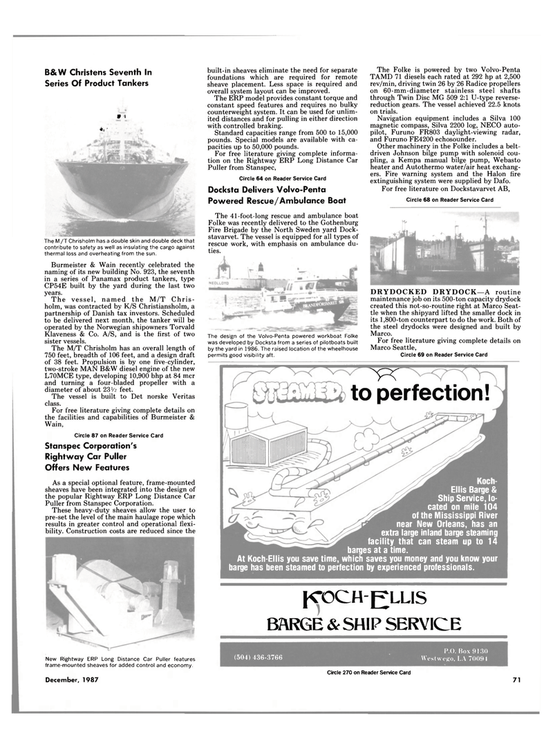 Maritime Reporter Magazine, page 57,  Dec 1987