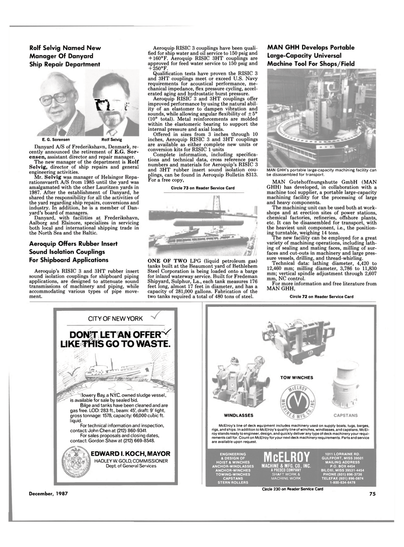 Maritime Reporter Magazine, page 61,  Dec 1987