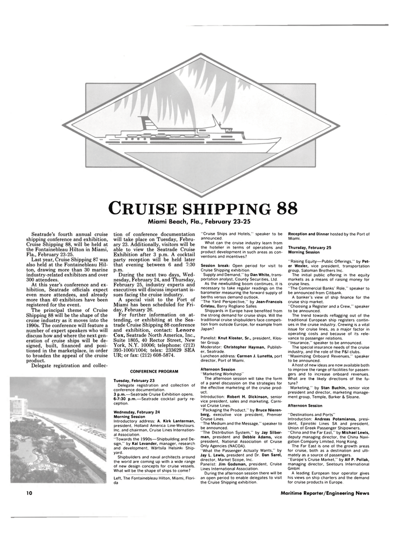 Maritime Reporter Magazine, page 8,  Jan 1988