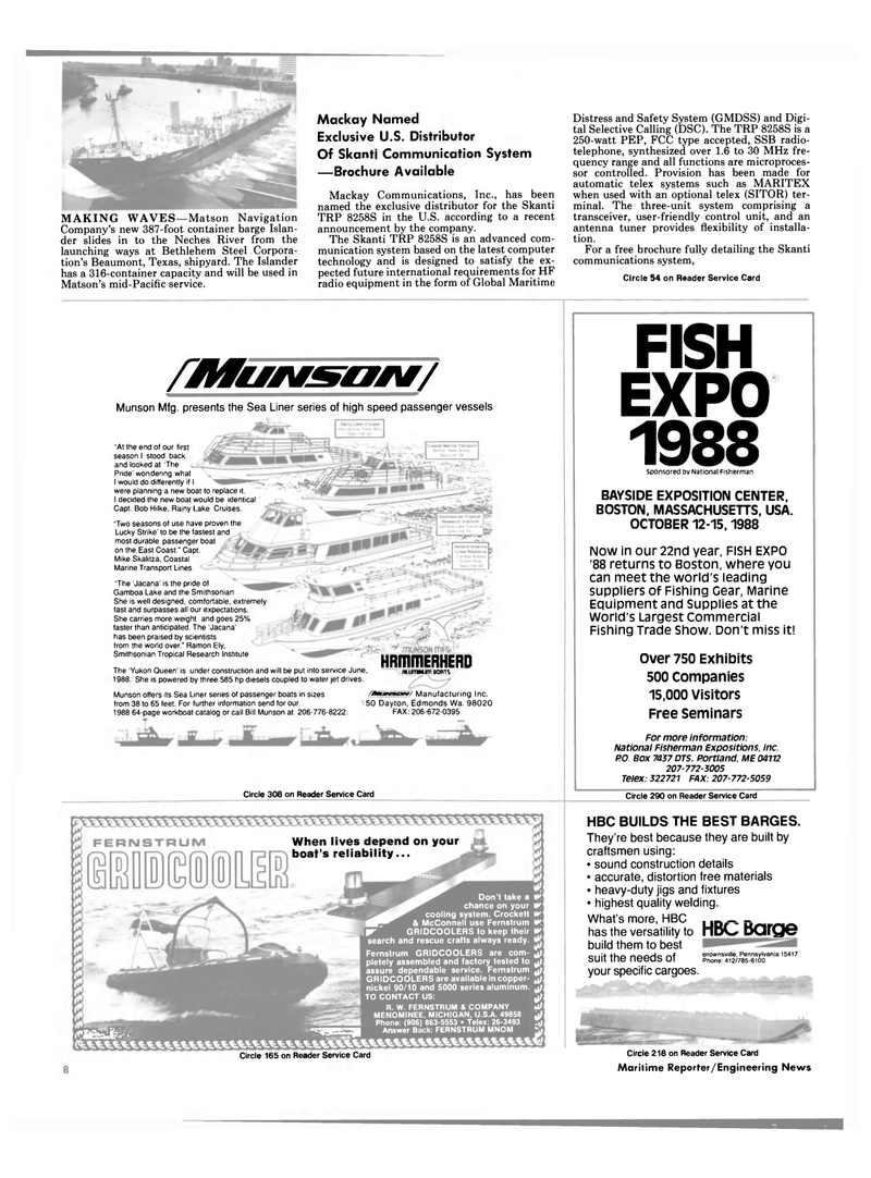 Maritime Reporter Magazine, page 6,  Aug 1988