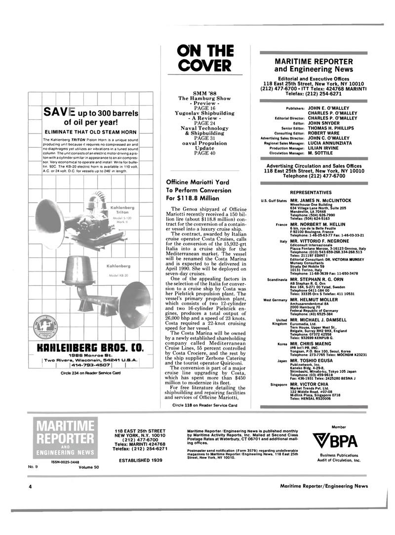 Maritime Reporter Magazine, page 2,  Sep 1988