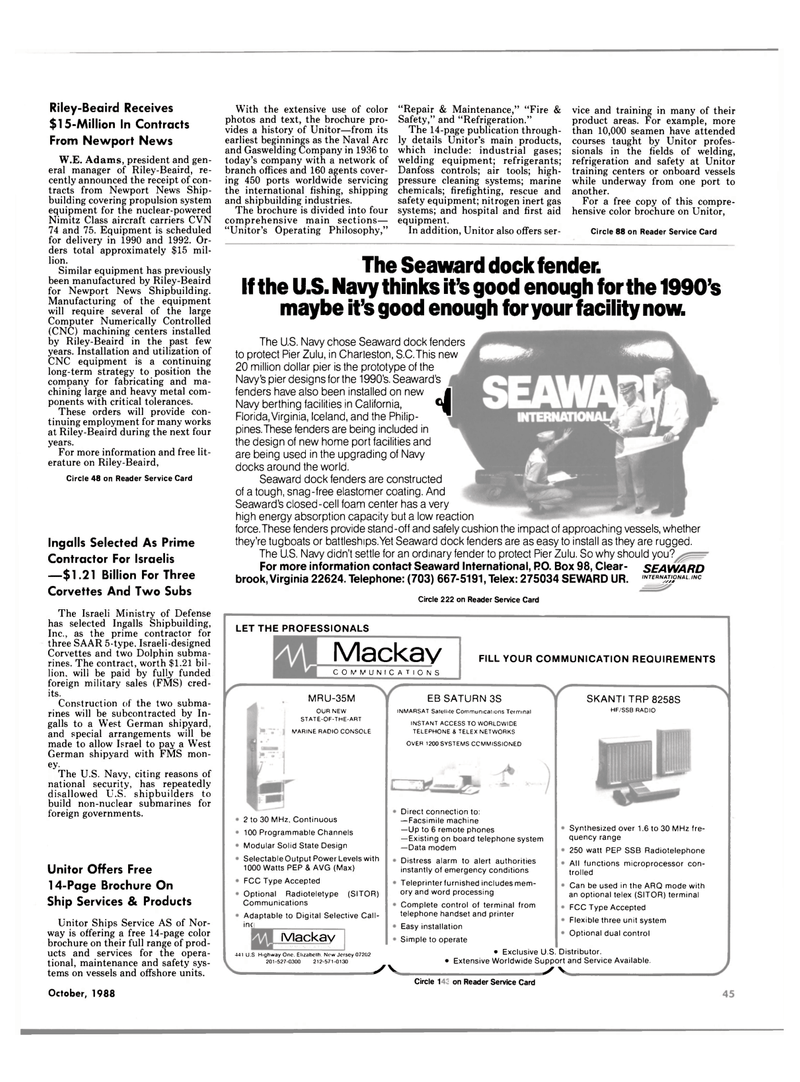 Maritime Reporter Magazine, page 18,  Oct 1988