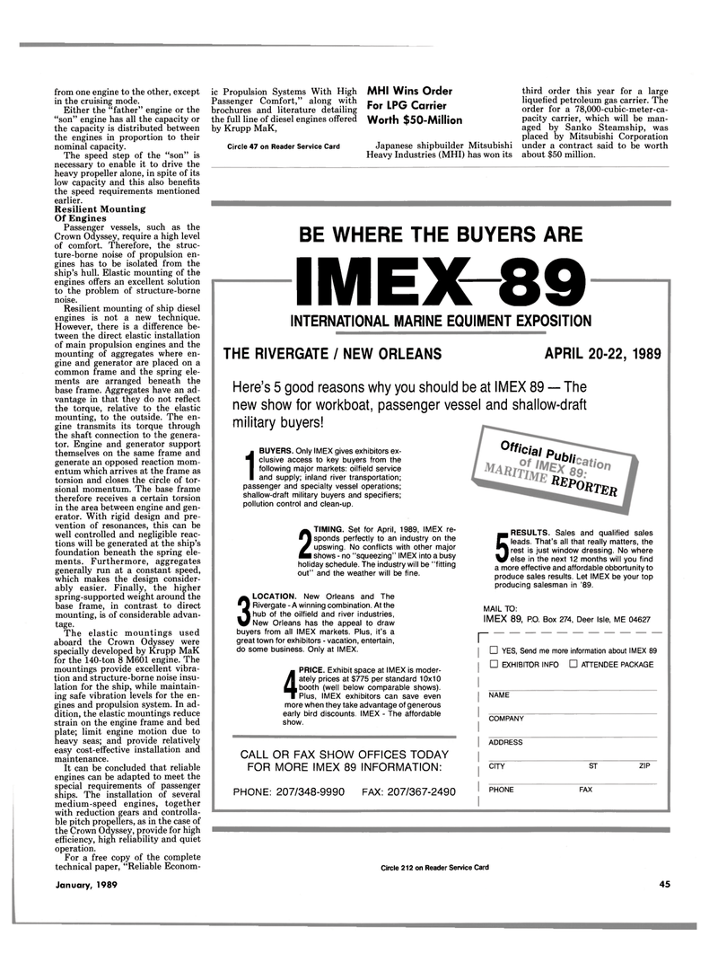Maritime Reporter Magazine, page 41,  Jan 1989