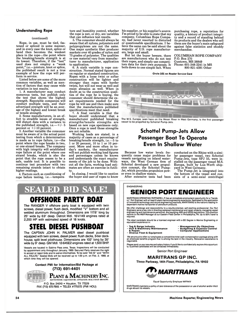 Maritime Reporter Magazine, page 48,  Jan 1989