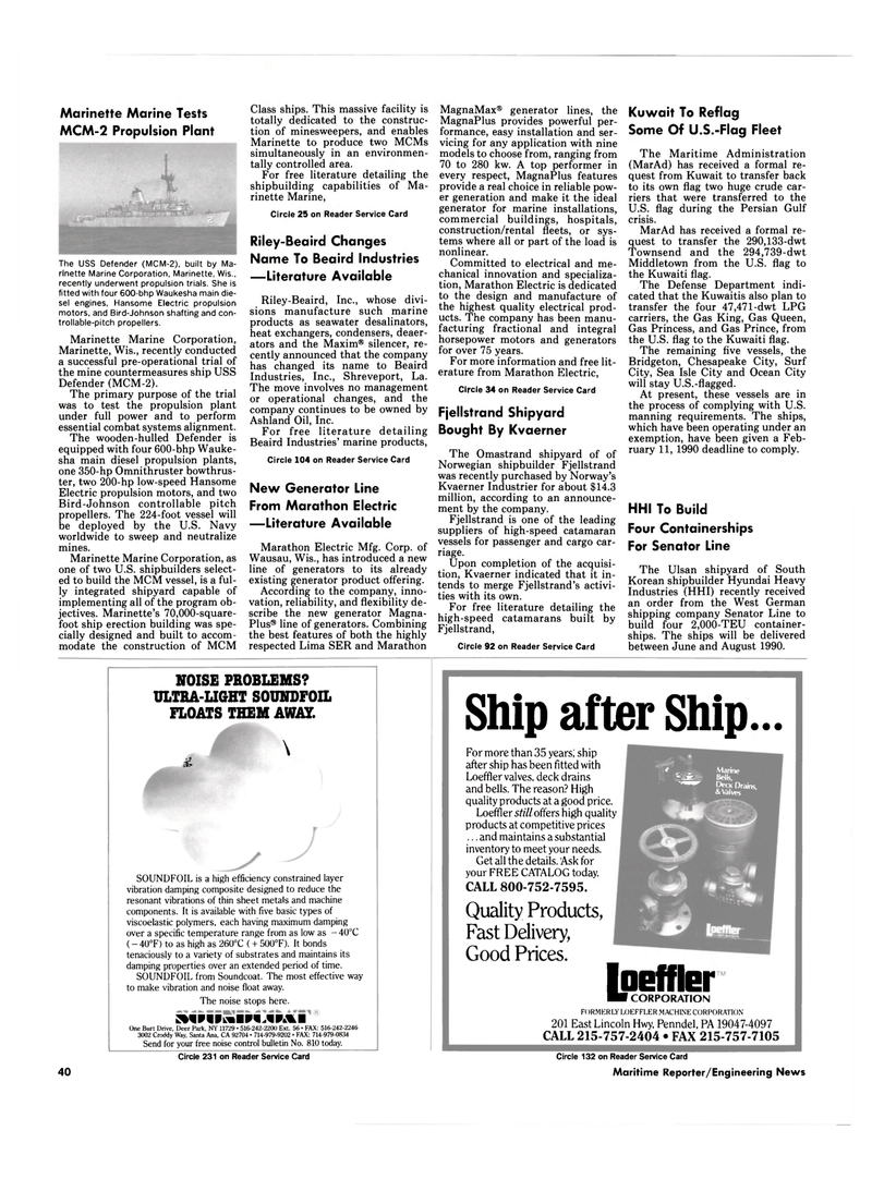 Maritime Reporter Magazine, page 40,  Mar 1989
