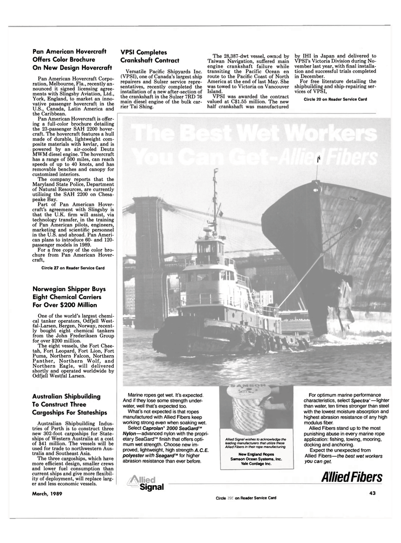 Maritime Reporter Magazine, page 43,  Mar 1989