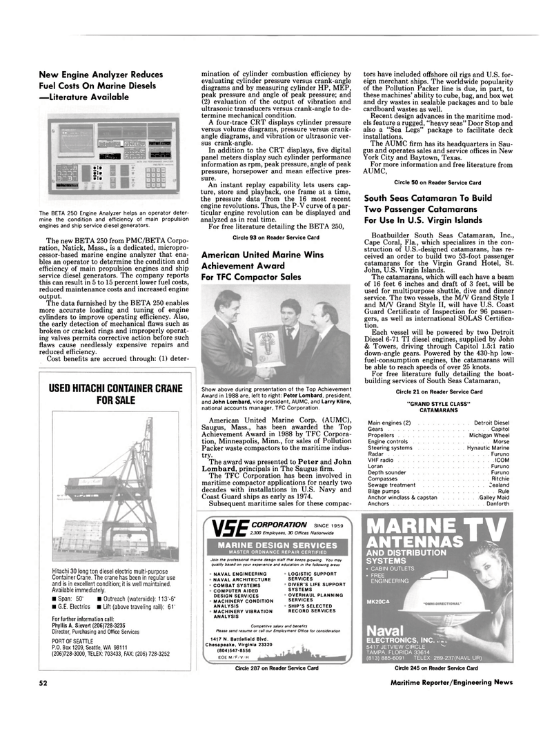 Maritime Reporter Magazine, page 52,  Mar 1989