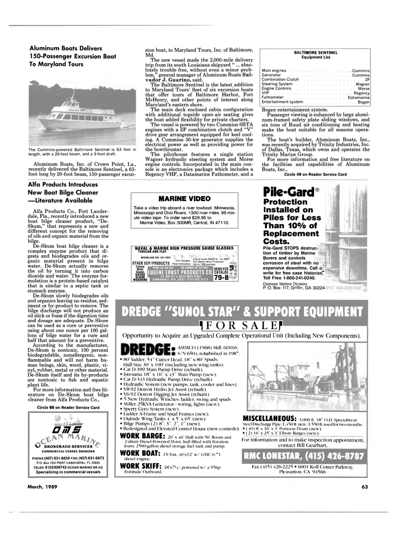 Maritime Reporter Magazine, page 59,  Mar 1989