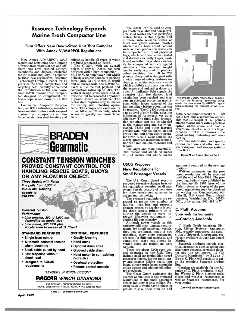 Maritime Reporter Magazine, page 91,  Apr 1989