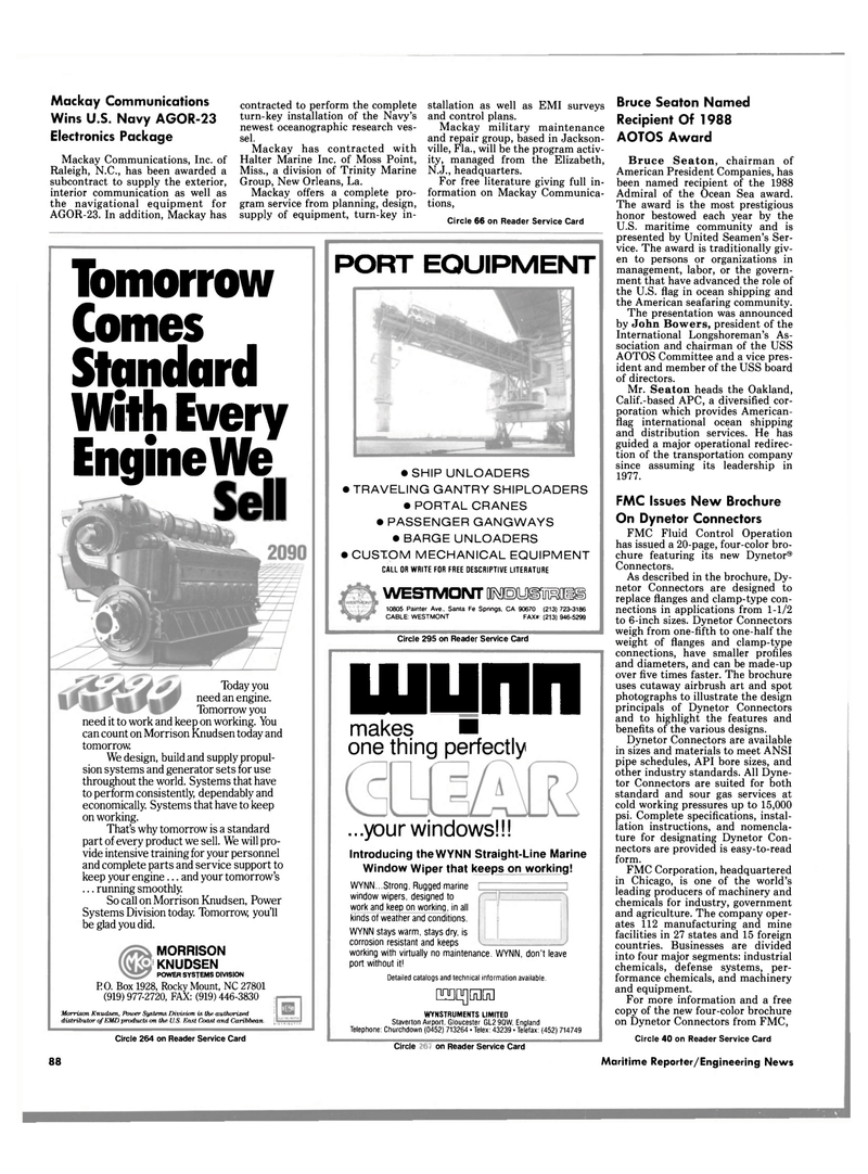 Maritime Reporter Magazine, page 84,  Jun 1989