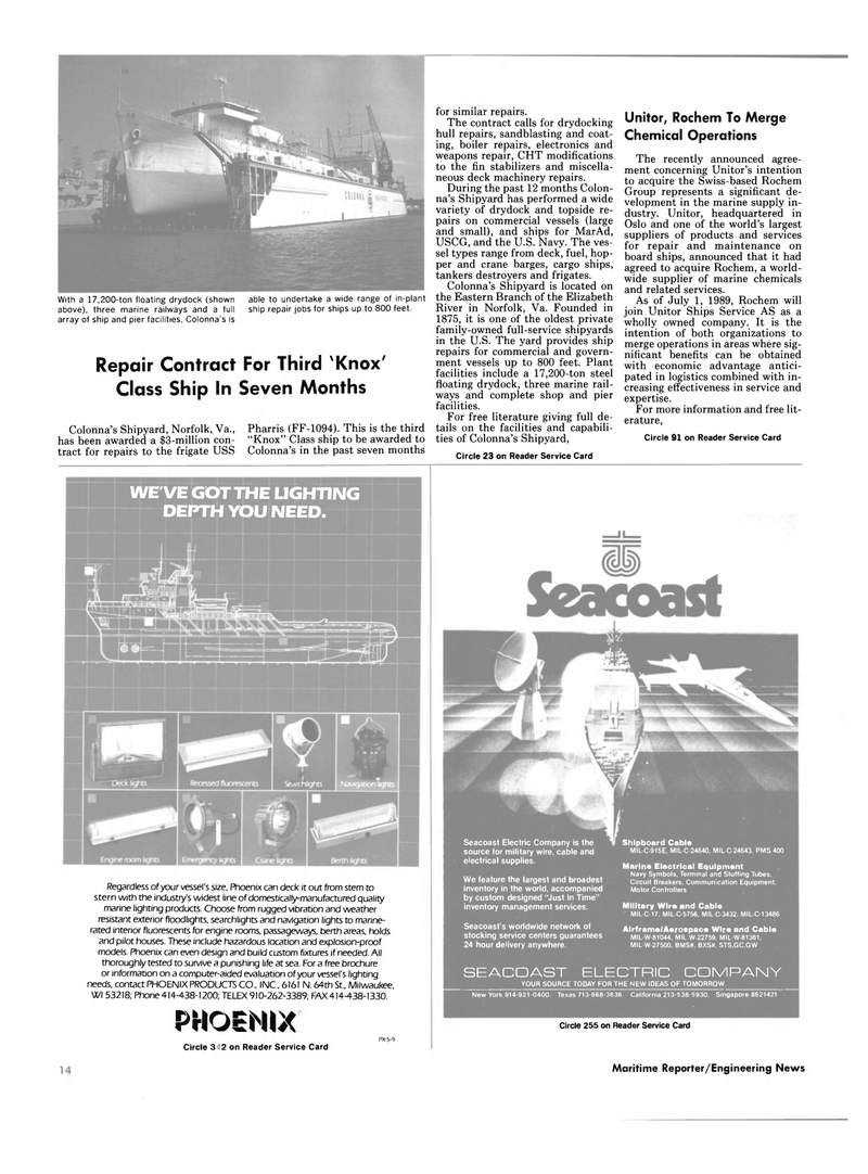 Maritime Reporter Magazine, page 12,  Jul 1989