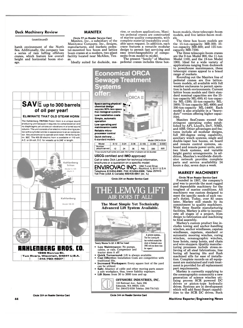 Maritime Reporter Magazine, page 44,  Oct 1989