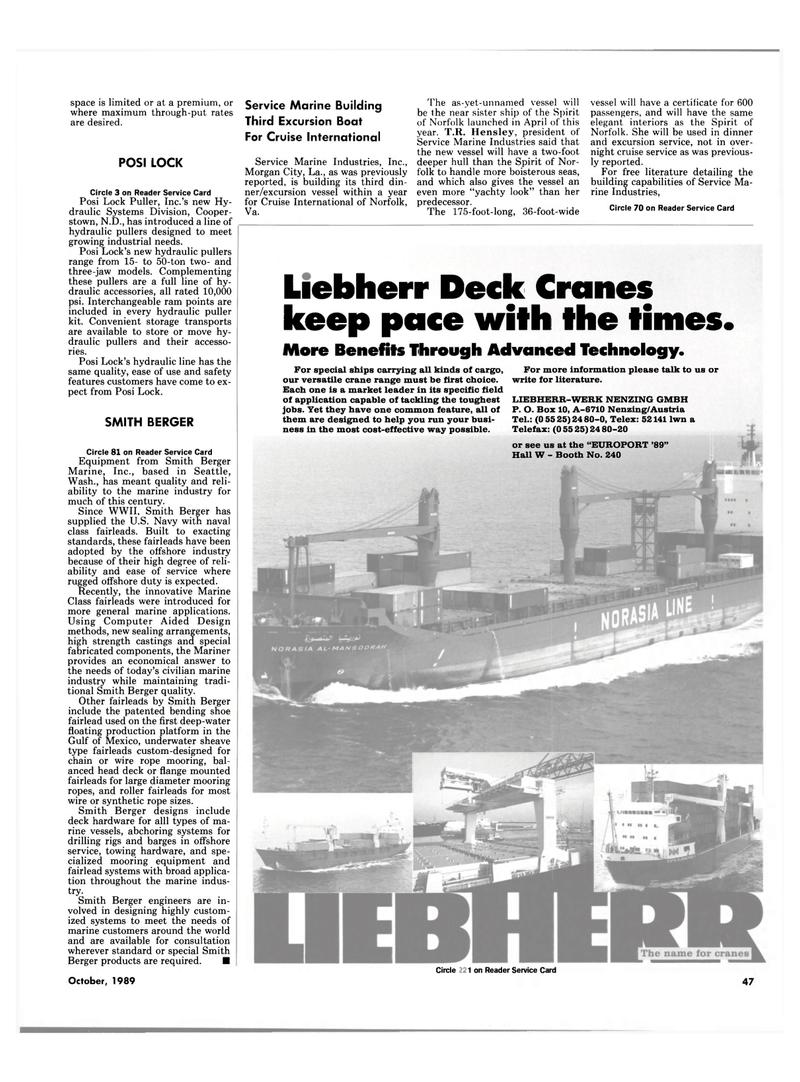 Maritime Reporter Magazine, page 47,  Oct 1989