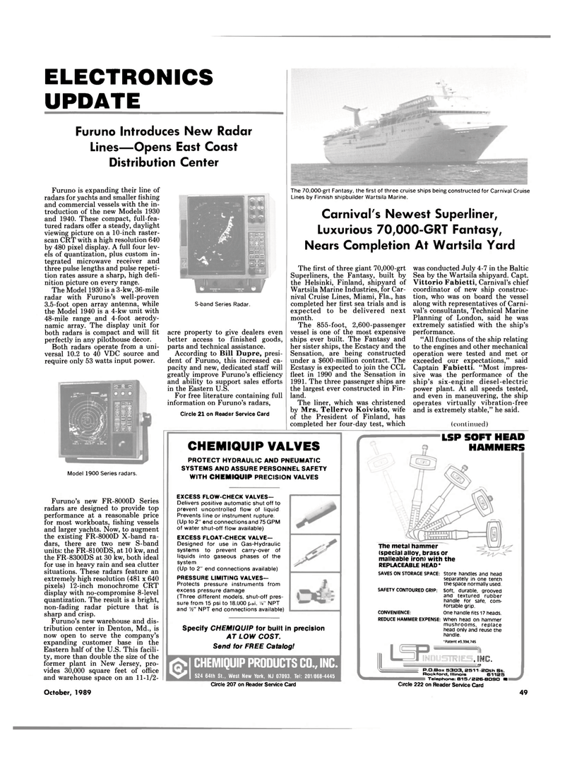 Maritime Reporter Magazine, page 49,  Oct 1989