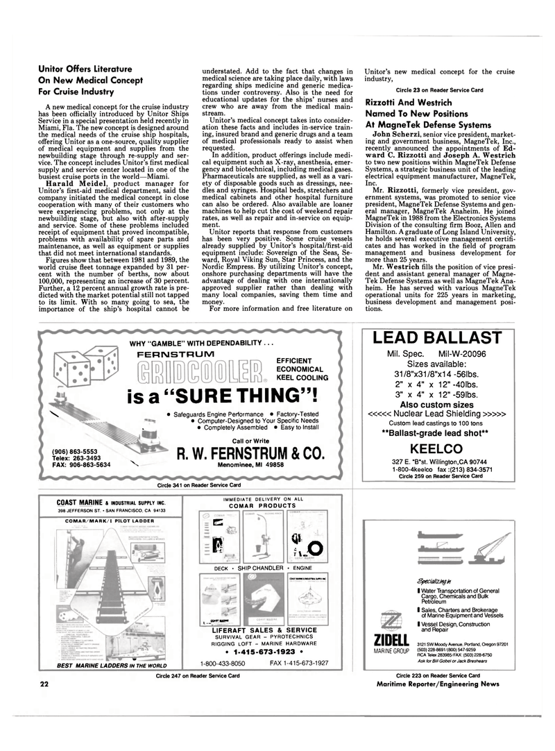 Maritime Reporter Magazine, page 20,  May 1990