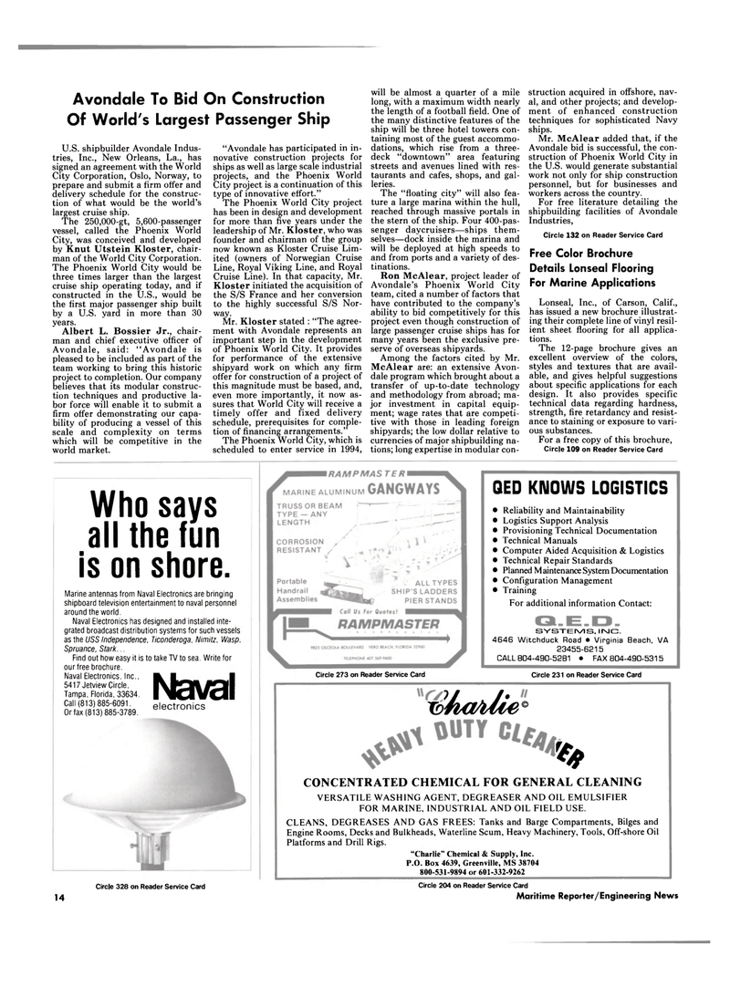Maritime Reporter Magazine, page 13,  Jul 1990
