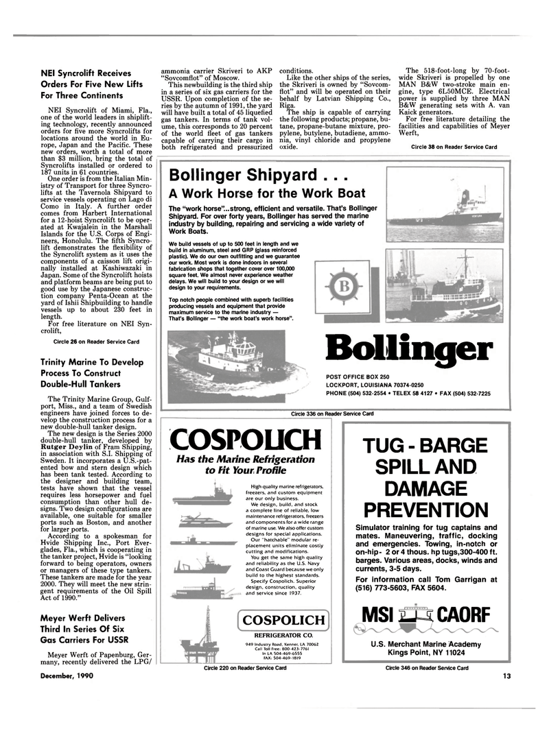 Maritime Reporter Magazine, page 11,  Dec 1990