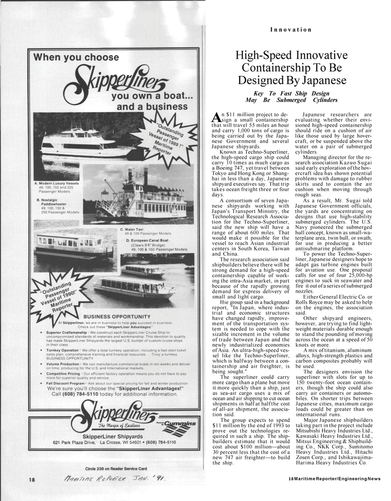 Maritime Reporter Magazine, page 16,  Jan 1991