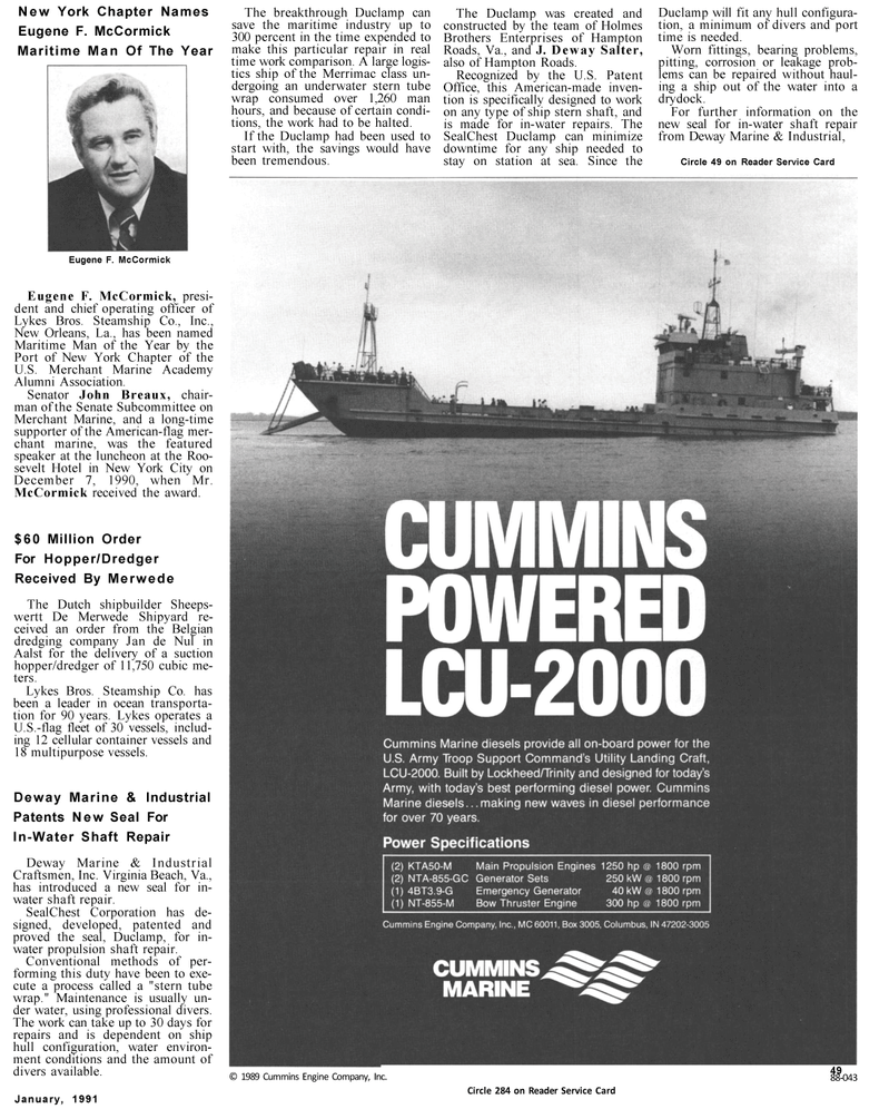 Maritime Reporter Magazine, page 41,  Jan 1991