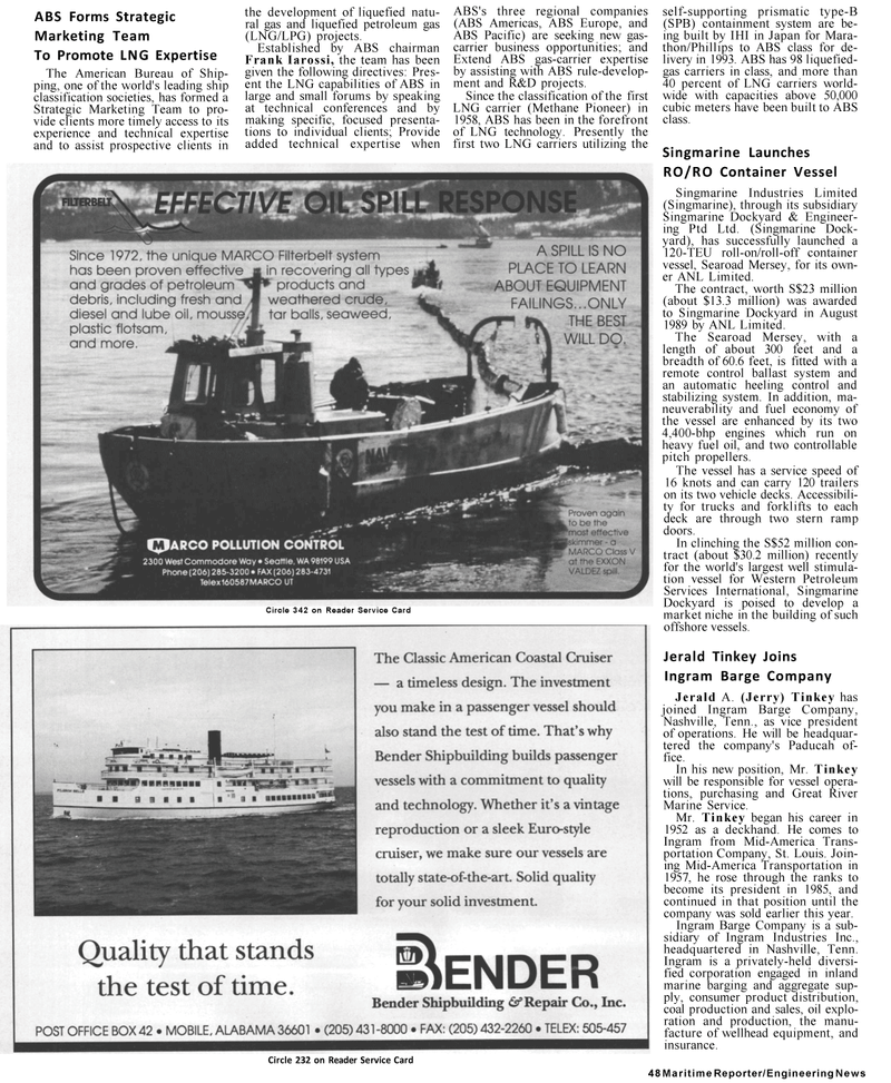 Maritime Reporter Magazine, page 46,  Jan 1991