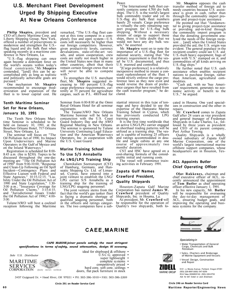 Maritime Reporter Magazine, page 56,  Jan 1991
