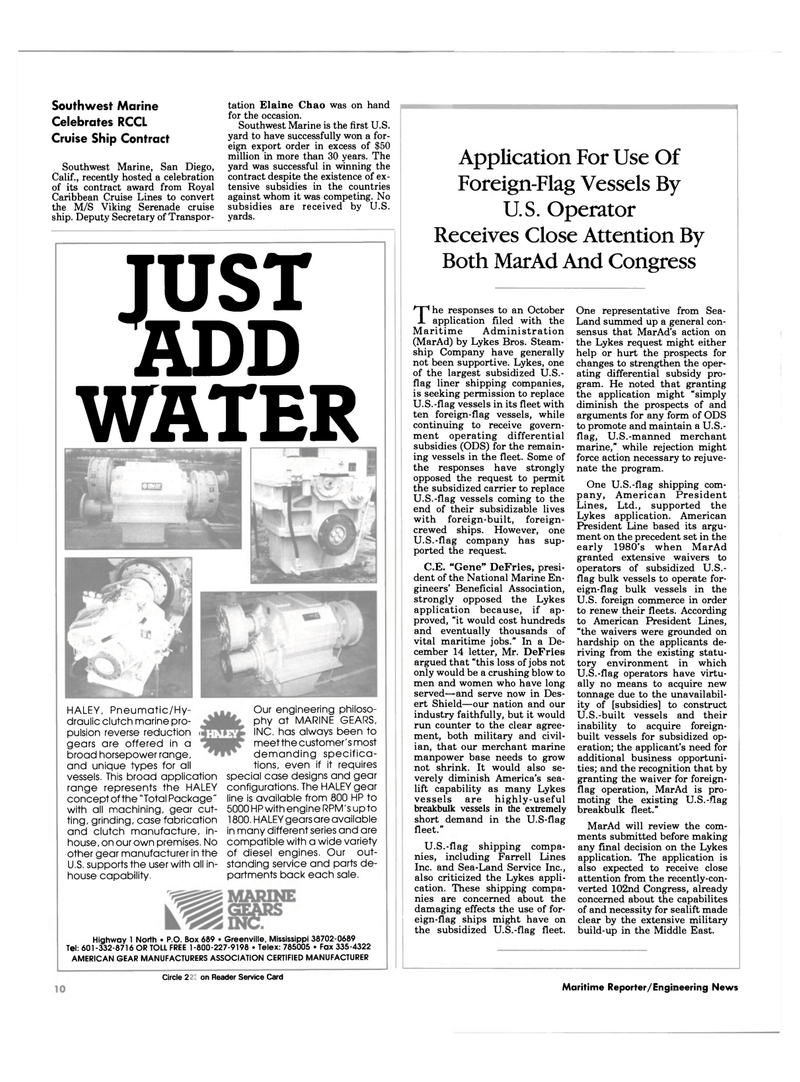 Maritime Reporter Magazine, page 8,  Feb 1991