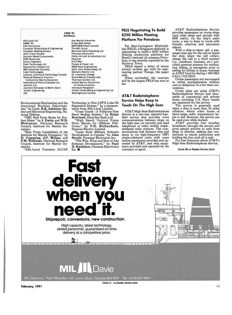 Maritime Reporter Magazine, page 63,  Feb 1991