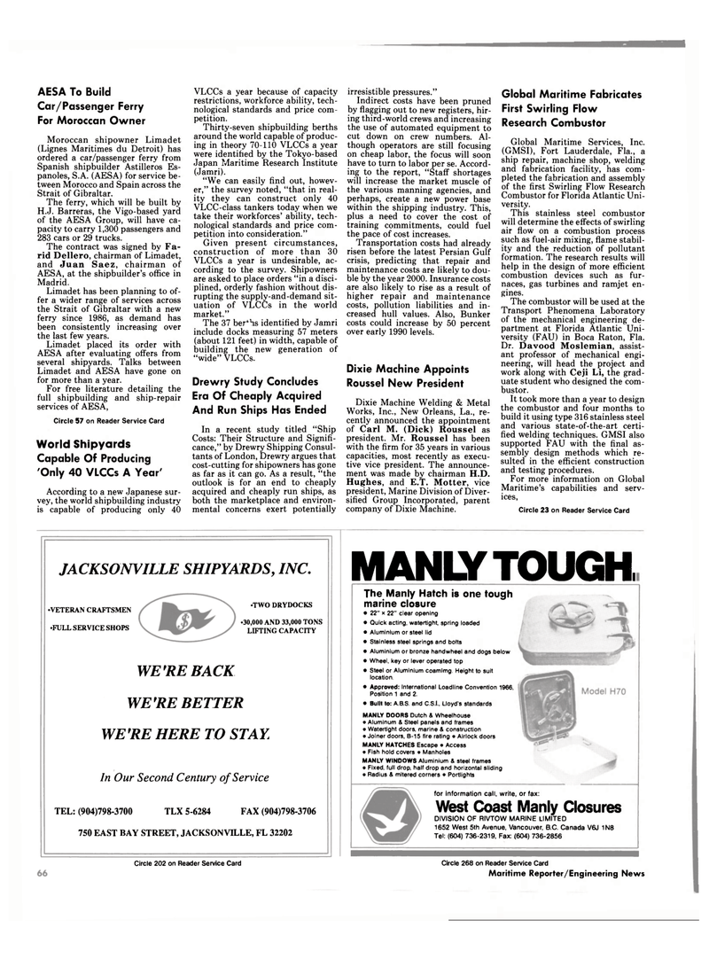 Maritime Reporter Magazine, page 64,  Feb 1991