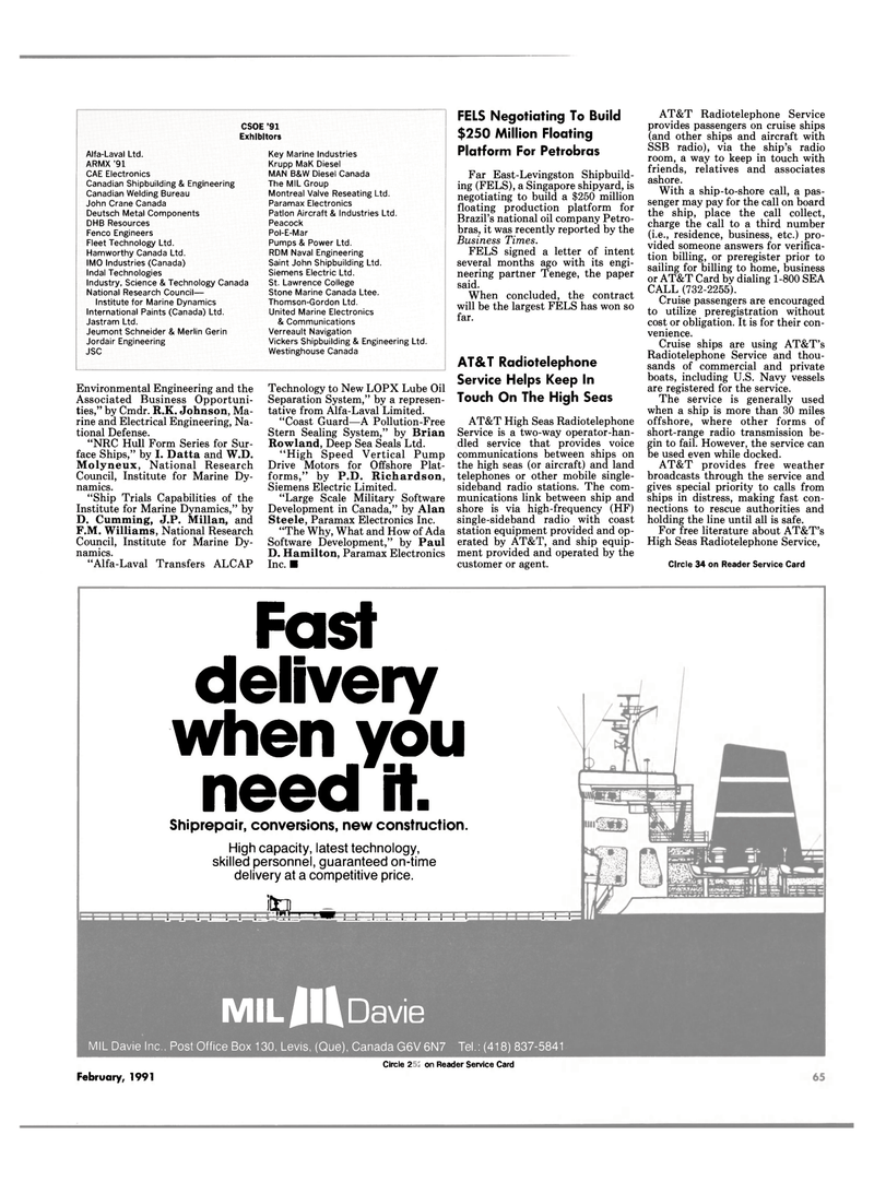 Maritime Reporter Magazine, page 65,  Feb 1991