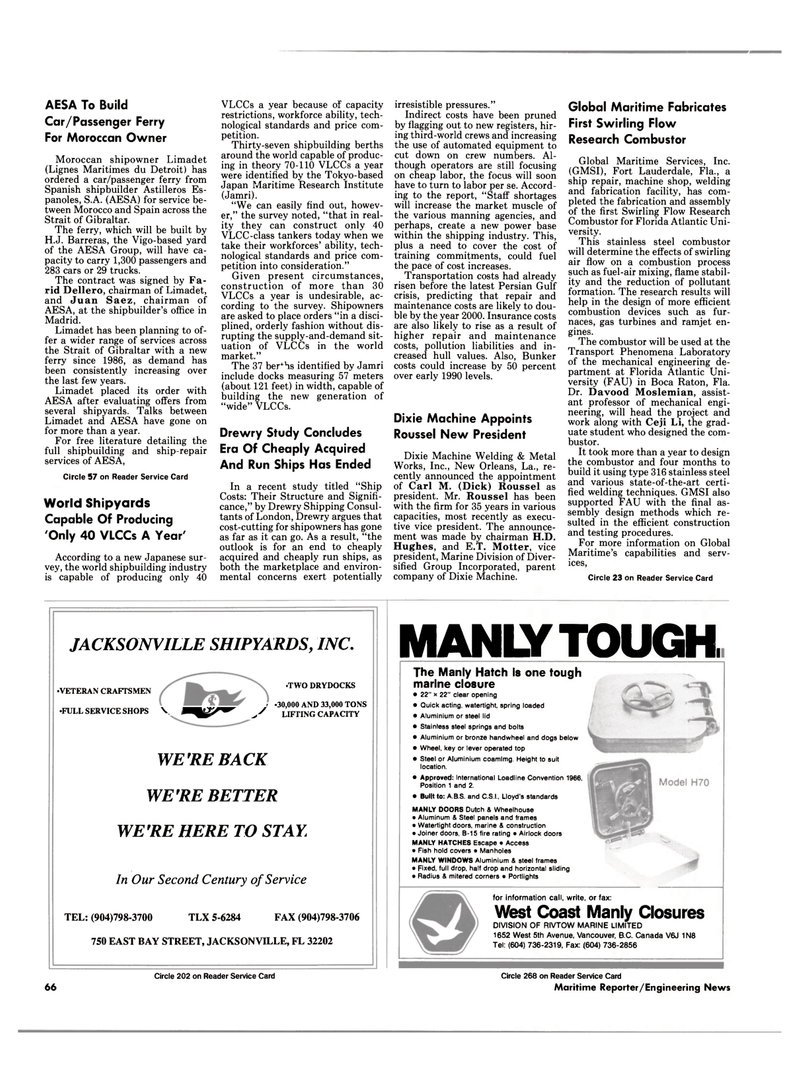 Maritime Reporter Magazine, page 66,  Feb 1991