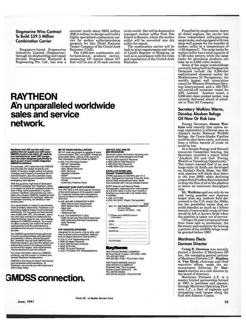 Maritime Reporter Magazine, page 21,  Jun 1991