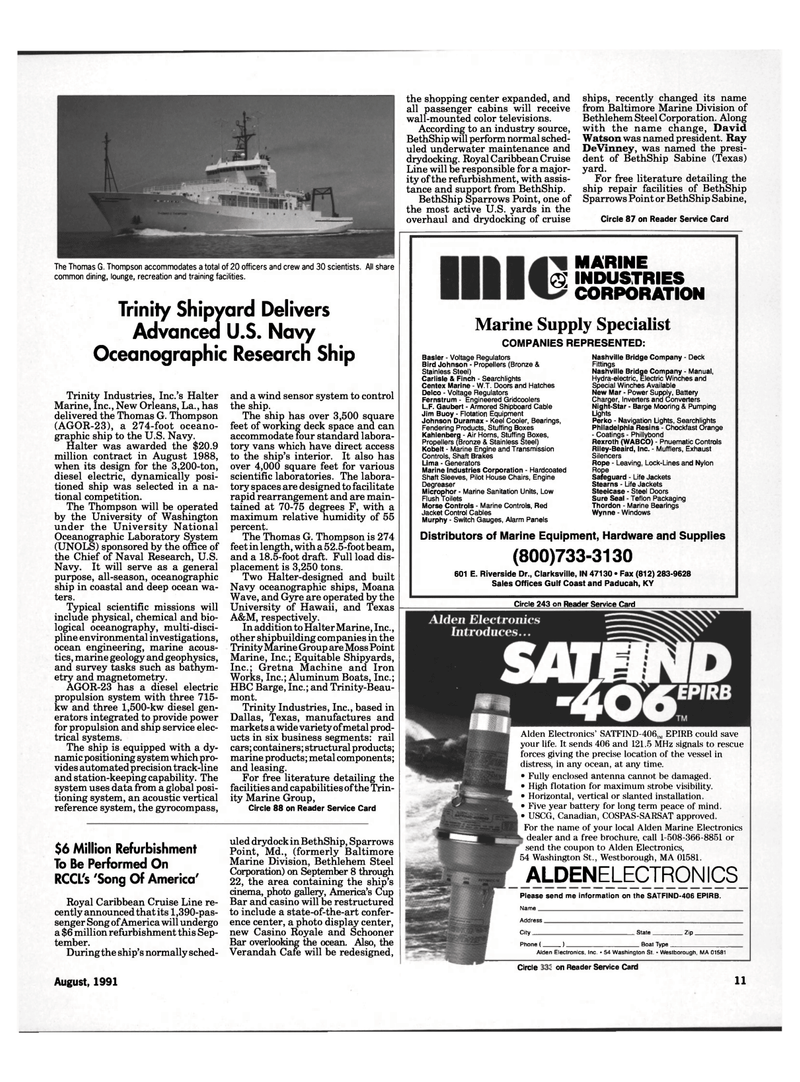 Maritime Reporter Magazine, page 9,  Aug 1991