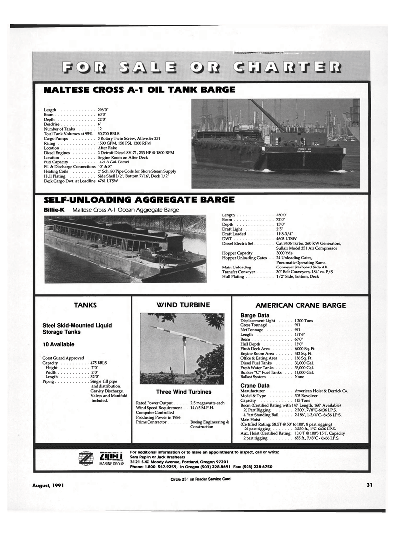 Maritime Reporter Magazine, page 29,  Aug 1991