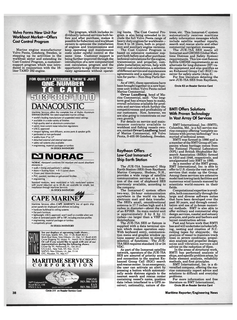 Maritime Reporter Magazine, page 4th Cover,  Oct 1991