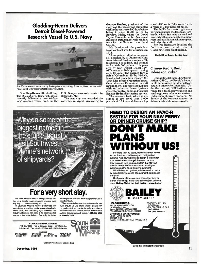 Maritime Reporter Magazine, page 29,  Dec 1991