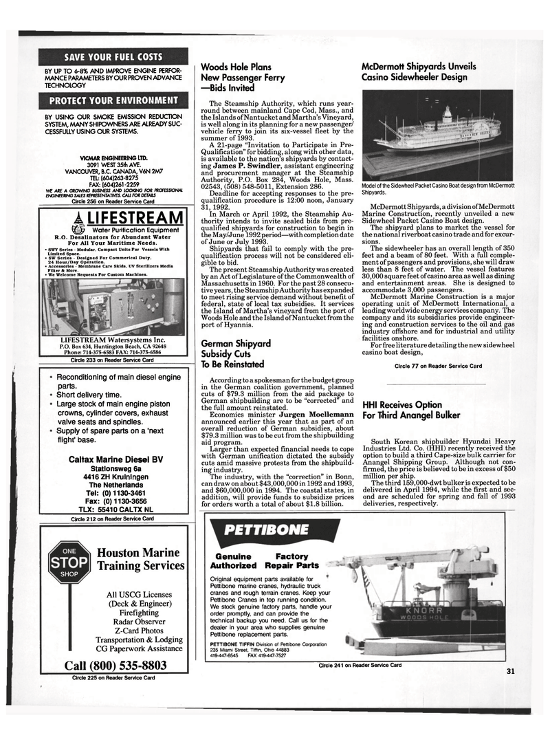 Maritime Reporter Magazine, page 29,  Jan 1992