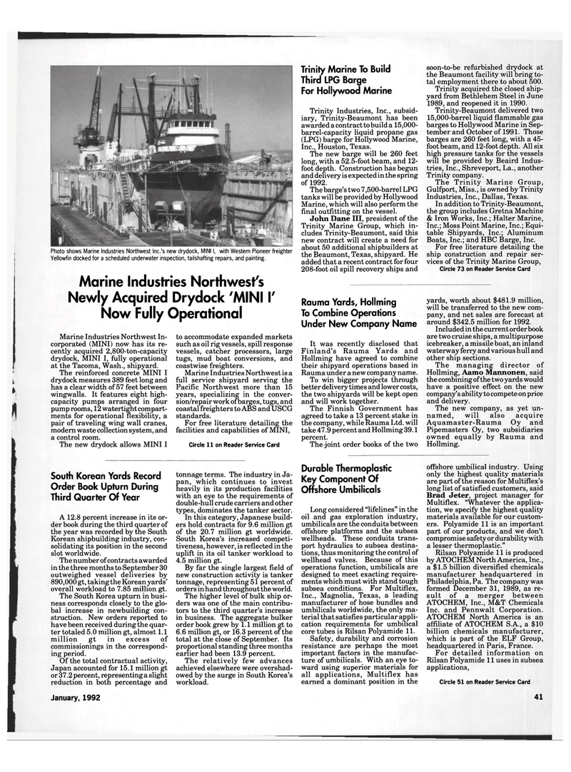 Maritime Reporter Magazine, page 3rd Cover,  Jan 1992