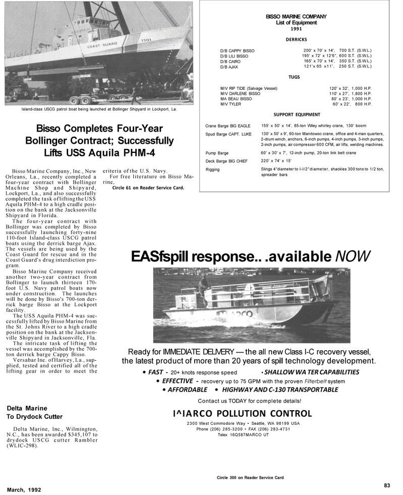 Maritime Reporter Magazine, page 9,  Mar 1992